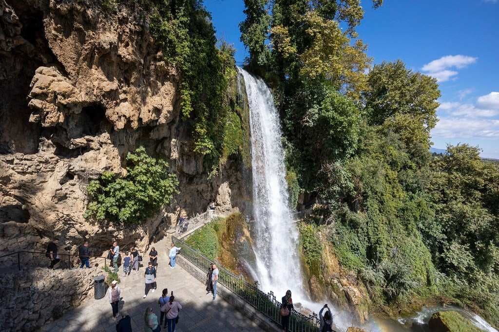 Edessa Waterfalls flowing through the city park
