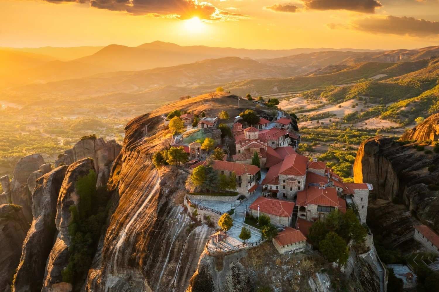 Meteora monasteries perched on rock pillars